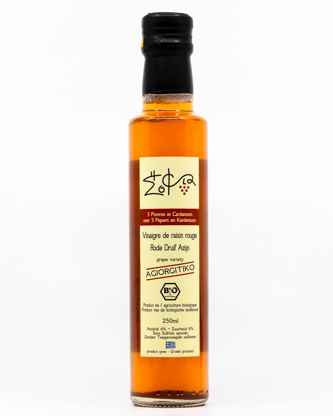 Vinaigre rouge bio cardamome & 3 poivres - 250 ml