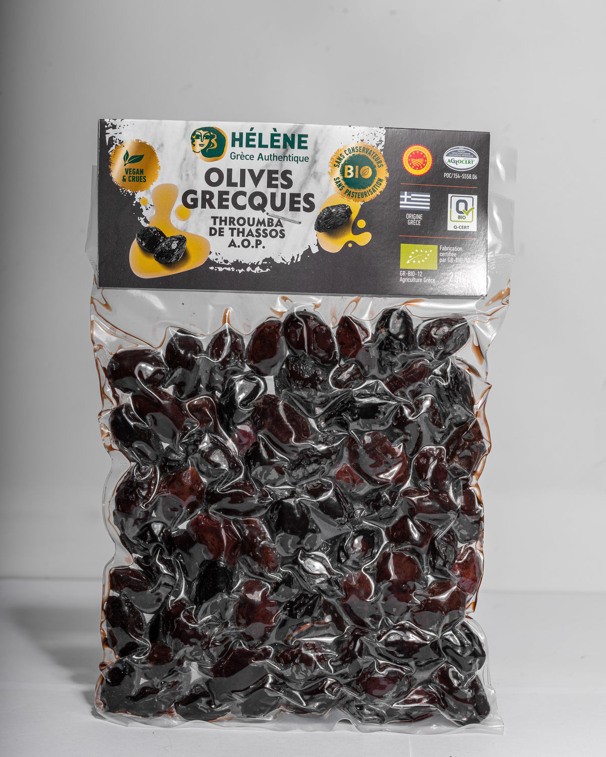 Olives noires bio Throumba de Thassos AOP nature - 250 g