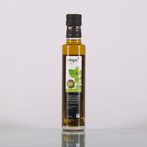 Huile d'olive vierge extra de Crète biologique origan produit Crétois
