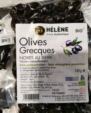 Olives noires bio au thym 180g