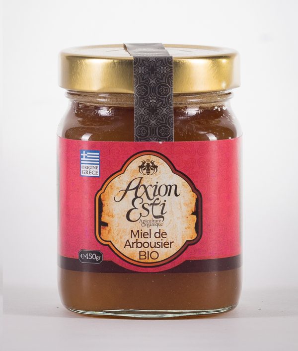 Miel d'arbousier biologique grec Axion Esti 450g